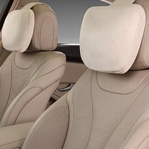 2 Pcs Car Headrest Maybach Design S-Class Ultra Soft Pillow Suede Fabric Comfortable For Mercedes-Benz