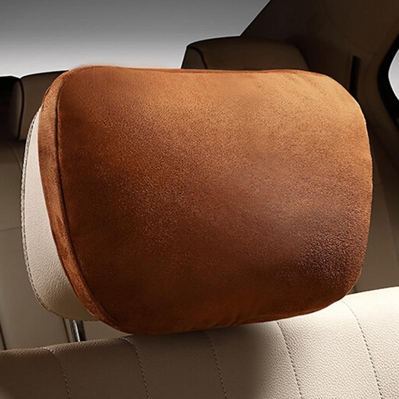 2pcs Car Headrest Maybach Design S Class Ultra Soft Pillow Suede Fabric For Mercedes-Benz 29*19cm Back Cushion Accessories