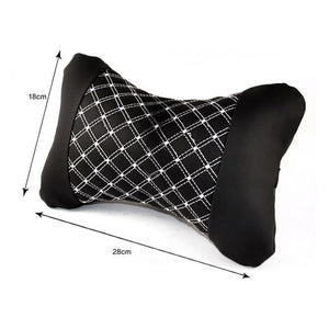 2pcs Leather Car Neck Pillow Protection Design Safety Auto Headrest Support Rest Pillow Black Auto Safety Accessories