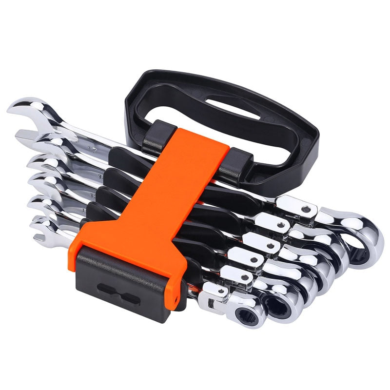 6Pcs Wrench Set Flex-head Ratcheting Set of Keys Combination Wrenches Metric Ratchet Spanners Set Car Repair Hand Tools