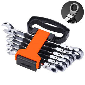 6Pcs Wrench Set Flex-head Ratcheting Set of Keys Combination Wrenches Metric Ratchet Spanners Set Car Repair Hand Tools