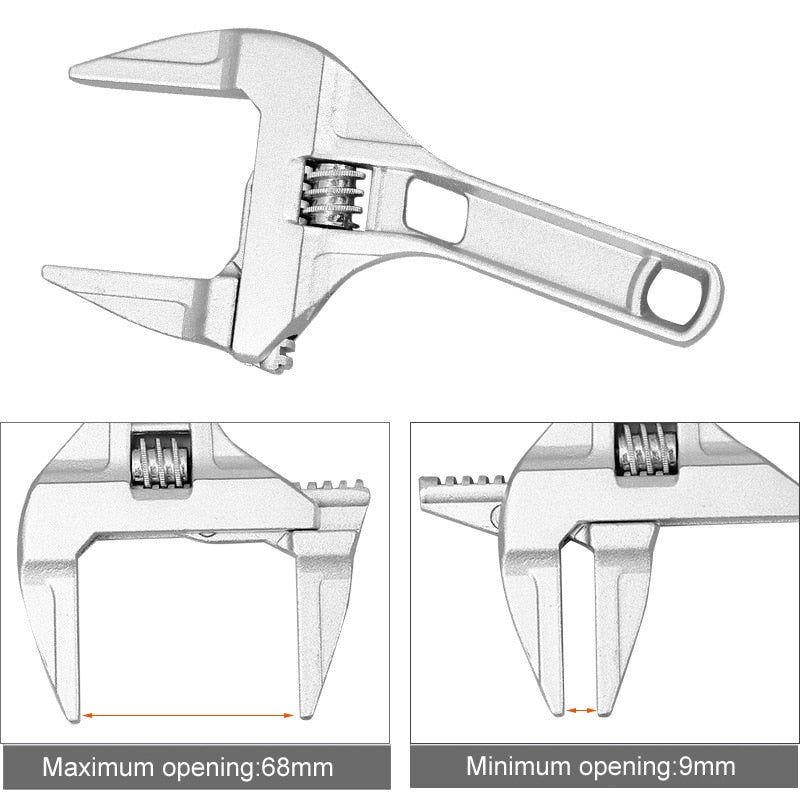 Adjustable Wrench  16-68mm Mini Adjustable Spanner Large Openings Repair Tools for Bathroom Tube Nut Disassembly