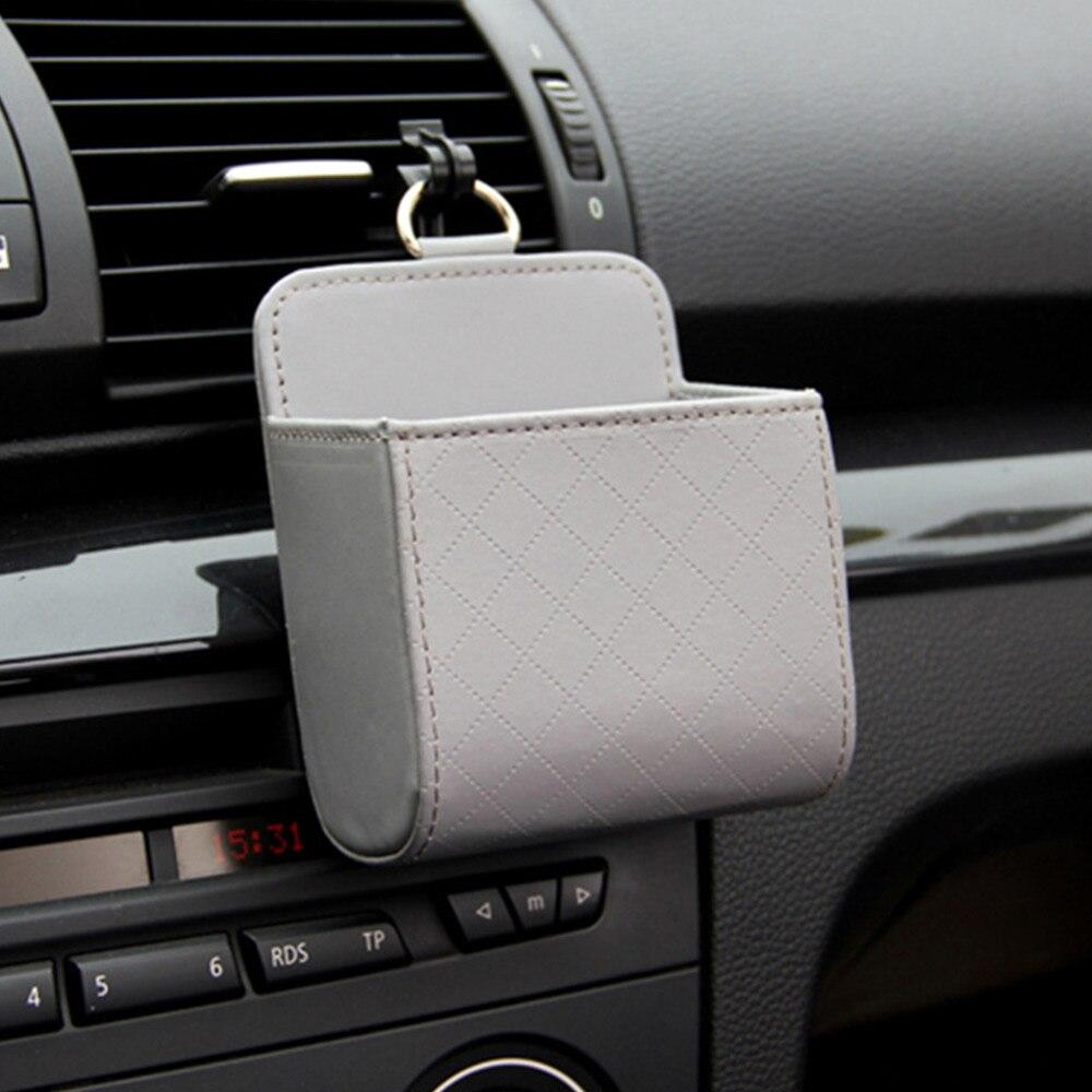 Car Storage Bag Air Vent Dashboard Tidy Hanging Holder Leather Organizer Box Glasses Phone Holder Storage Box Car Accessories