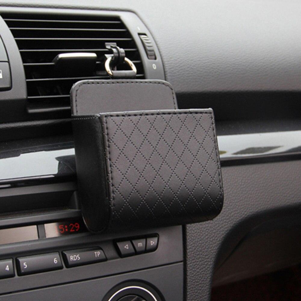 Car Storage Bag Air Vent Dashboard Tidy Hanging Holder Leather Organizer Box Glasses Phone Holder Storage Box Car Accessories
