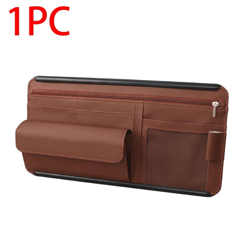 Car Sun Visor Storage Bag Interior Auto Sunshade Plate Organizer Universal Cards Sunglasses Pen Support Leather Pocket Accessory