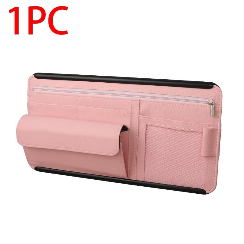 Car Sun Visor Storage Bag Interior Auto Sunshade Plate Organizer Universal Cards Sunglasses Pen Support Leather Pocket Accessory