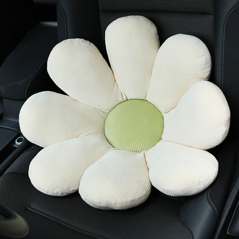 Car plush headrest creative sun flower car neck pillow back pillow lumbar head support cushion women's car interior accessories