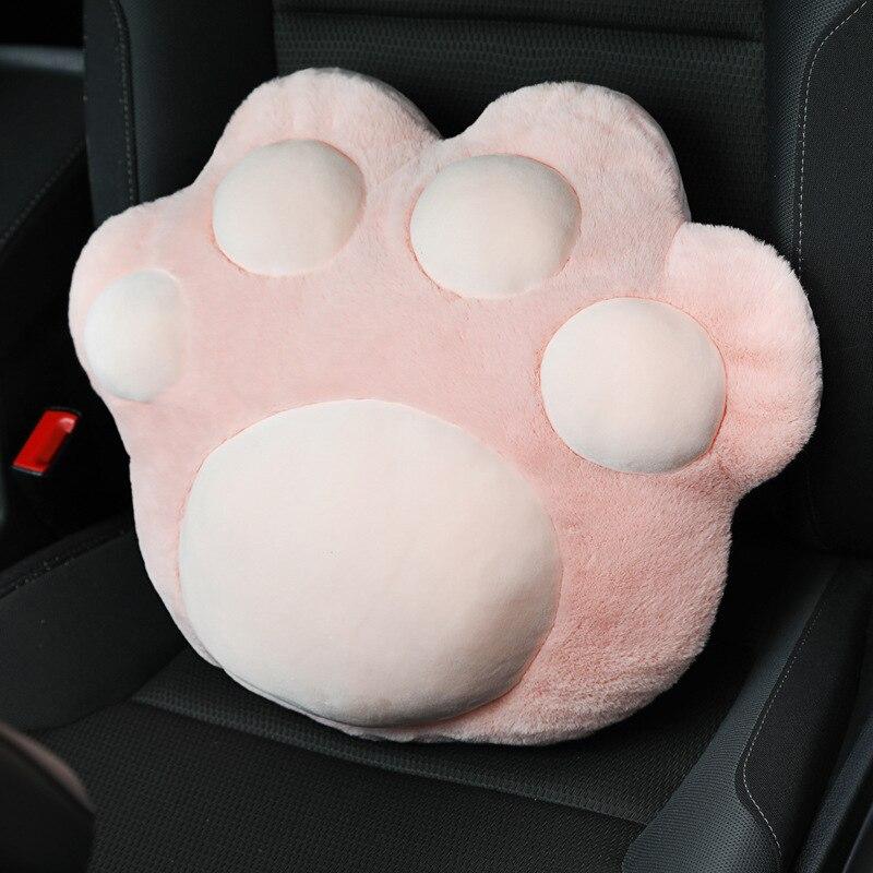 Car plush headrest cute cat claw neck pillow cushion fashionable automobile women's decorative seatbelt protect lumbar covers