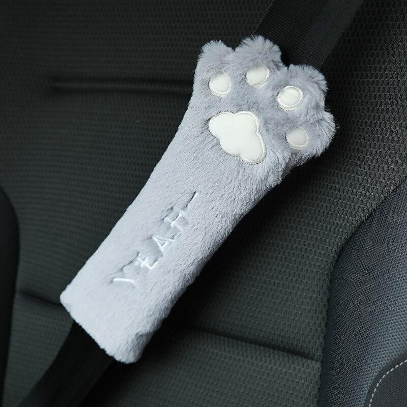 Car plush headrest cute cat claw neck pillow cushion fashionable automobile women's decorative seatbelt protect lumbar covers