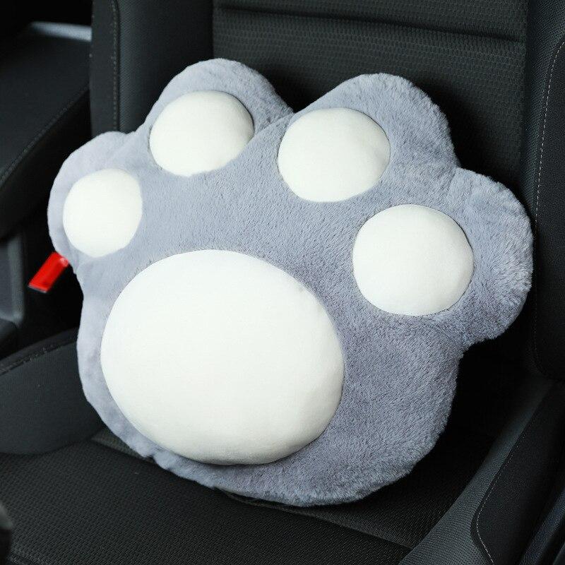 Car plush headrest cute cat claw neck pillow cushion fashionable automobile women's decorative seatbelt protect lumbar covers