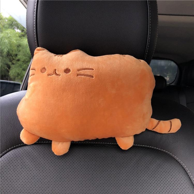 Creative Cartoon Cute Cat Auto Car Seat Head Neck Rest Cushion Headrest Pillow Plush Pad Car Safety Pillow Car Accessories