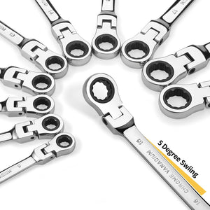 Flex Head Ratcheting Wrench Set Combination Ended Spanner kits  Chrome Vanadium Steel Hand Tools Socket Key Ratchet Wrench set