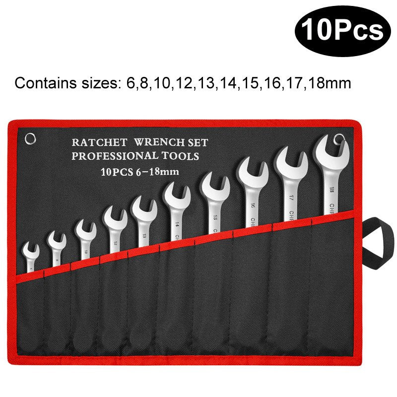 Flexible Ratchet Wrench Spanner Nut Tool Head Ratchet Metric Spanner Key Set Car Repair Tools Open End and Ring Wrenches