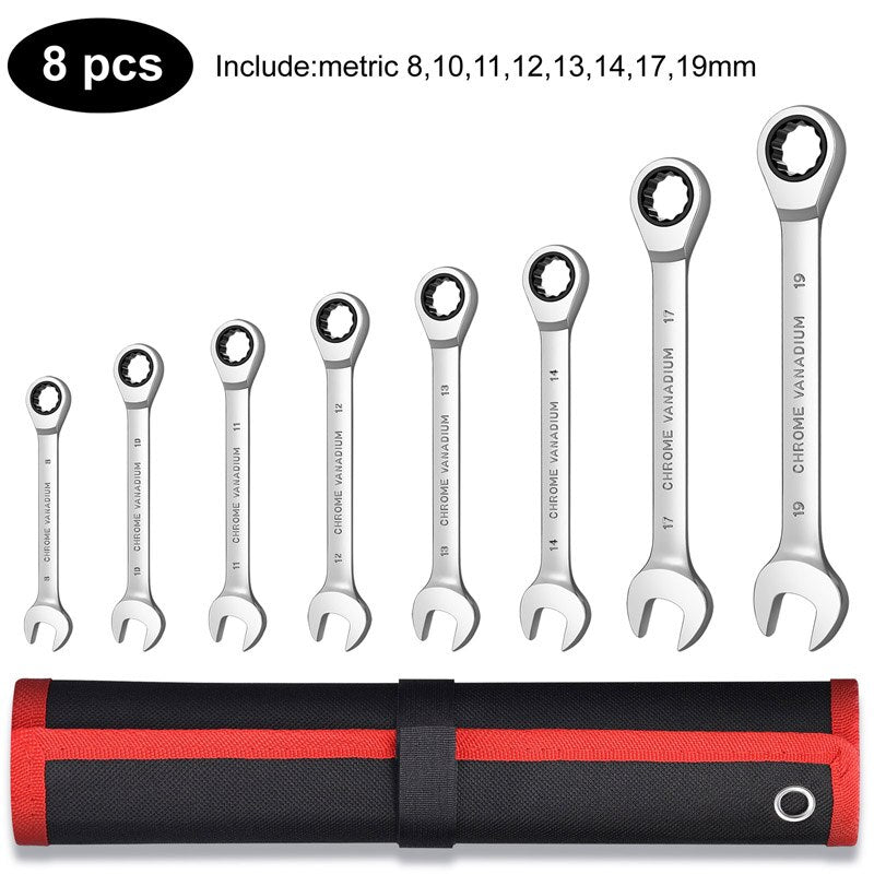 Key Ratchet Wrench Set 72 Tooth Gear Ring Torque Socket Wrench Set Metric Combination Ratchet Spanners Set Car Repair Tools