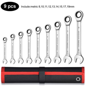 Key Ratchet Wrench Set 72 Tooth Gear Ring Torque Socket Wrench Set Metric Combination Ratchet Spanners Set Car Repair Tools