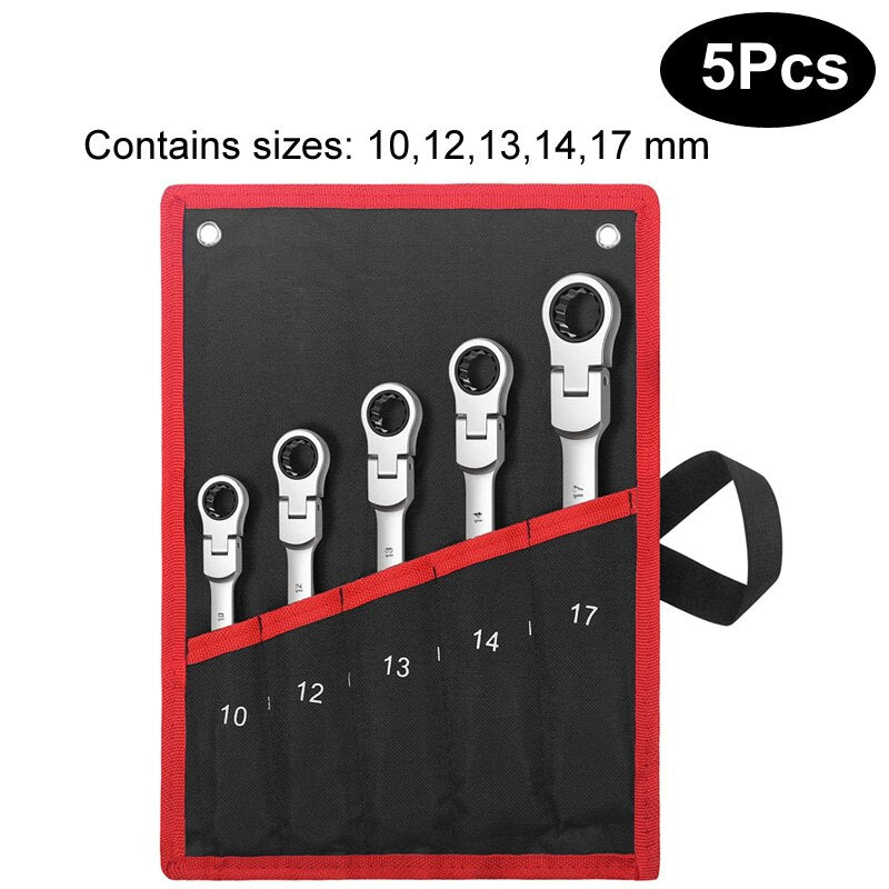 Key Ratchet Wrench Spanner Socket Tool Set Ratchet 5/6/7/12PCS Car Repair Tools Wrench Set Hand Tools Adjustable Spanner