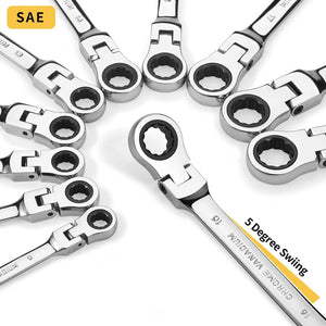 Keys Set Multitool Flex-Head Ratcheting Wrench Set 8-19mm Universal Ratchet Spanners Combination Wrench Set Car Repair Tools