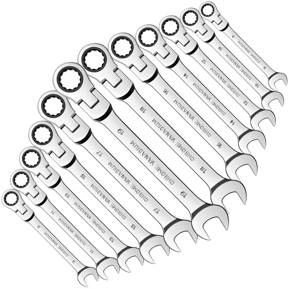 Keys Set Multitool Flex-Head Ratcheting Wrench Set 8-19mm Universal Ratchet Spanners Combination Wrench Set Car Repair Tools